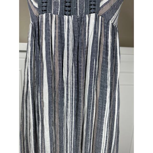 Angie Striped Tiered Sleeveless Maxi Dress Size M Boho Denim Summer Sundress - Picture 3 of 12